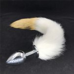 3 Size Stainless Steel Anal Plug Fox Tail Fetish Plush White Tail Butt Plug Anus Dilator Anal Sex Toys for Couples H8-91B