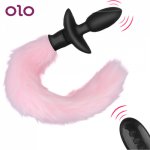 Fox, OLO Fox Tail Anal Plug Vibrator Vibrating Butt Plug Remote Control Adult Games Cosplay Anus Dilator Sex Toys For Couples