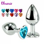 Heart Stainless Smooth Steel Crystal Anal Plug for Couple Butt Plug Stimulator Anal Sex Toys Metal Ball Massager Dildo for men