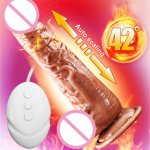 Automatic Telescopic Heating Dildo Vibrator G-spot Massage Huge Penis Vibrator for Women Sex Products M173638 Noenname_null TPE