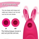3-IN-1 Sucking Licking Rabbit Vibrating G-spot Clit Sucking Vibrator Nipple Stimulation Tongue Massager Sex Toy for Women Couple