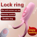 USB Rechargeable Penis Vibrating Ring Male Masturbate Delay Rings Silicone Double Ring Stimulate Vibrator Adult Sex Toy for Men