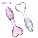 VETIRY Dart Shape Anal Plug Anal Beads Glass Anal Butt Stimulation Threaded Butt Plug Adult Masturbation Sex Toy for Women Man