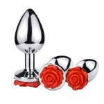 Sex Products Sex Toys Anal Anal Plug Rose Anal Plug Set Silver Regular Anal Plug Rose Flower