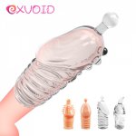EXVOID Cock Ring Reusable Condom Penis Sleeve Adult Products Dildo Enlargement Delay Ejaculation Sex Toys for Men Erection