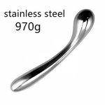 Heavy huge stainless steel double metal fake dildo G Spot wand anal beads butt plug  prostate massager BDSM vaginal sex toy