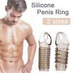 Silicone Penis Ring Adults Sex Toy for Men Vagina Condom Ribbed Multi Functional Dildo Girth Enhancer Anal Butt Plug Dick Sleeve