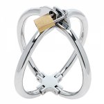 Cross Wrist Handcuffs SM Bondage Adult Games Lockable Fetish Restraint Sex Toys for Women Adult Products Stainless Steel 12152