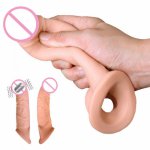 Silicone Realistic Dildo Penis Enlargement Penis Sleeve Reusable Condoms Dick Cover Cock Ring Sex Toys For Men Couples