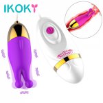 IKOKY G Spot Dildo Vibrator 12 Speed Nipple Clamps Female Vagina Clitoris Massager Fantasy Jumping Egg Sex Toys for Women