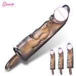 Enlargement Penis Sleeve Silicone Reusable Condoms Time Delay Penis Ring Cockring Intimate Goods for Adult Dildo Penis Extender