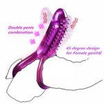 Silicone Flexible Vibrating Penis Rings Clitoris Stimulator Vibrator Double Ring Delay Ejaculation Adult Sex Toys For Male