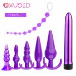 EXVOID 7PCS Butt Plug Silicone Sex Toys for Men Women Erotic Toys G-spot Massager Vagina Anus Dilator Anal Beads Anal Plug Set