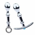 Outgoing Arc-shaped Two-bead Metal Anal Butt Plug To Stimulate And MasturTrapezee Adult Sex Toys