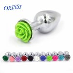 ORISSI Rose Flower Anal Plug Stainless Steel Butt Plug Sex Toys For Women Men Gay Anal Sex Product Metal Ass Plug