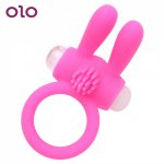 OLO Vibrating Male Cock Ring Rabbit Delay Ejaculation Penis Ring Vibrator Silicone Powerful Sex Toys for Man Adults Products