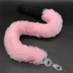 80cm Long Tail Cosplay Accessories Fetish Fantasy Soft Wild Fox Tail Stainless Steel Anal Plug Butt for Women