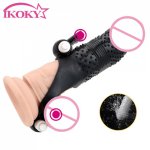 Ikoky, IKOKY Ejaculation Delay Cock Sleeve G spot Stimulator Vibrator Penis Vibrating Ring Dick Enlargement Extender  Strap On