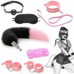 Sex Bondage Kit Handcuffs Ankle Shackles Mouth Plug Blinder Adult Game perfect