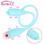 Ikoky, IKOKY Dual Ended Long Vibrator Erotic Sex Toys for Women Butt Plug Double Head Tongue Vibrator 7 Speed Clitoris Stimulator