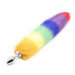 Sexy Wool Fox Tail Pull Beads Metal Anal Plug Men And Women Multicolor Sex Toys Men And Women Sexy Fart Adult Accessories