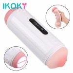 Ikoky, IKOKY Dual Head Male Masturbation Cup Voice Interaction Real Vagina for Men Deep Throat Pussy Mouth Male Masturbator Vibrator