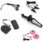 Wireless Remote Control  Pulse Anal Plug Electro Shock Nipple Pads Stimulation Breast Nipple ClampsMedical Themed Sex Toys