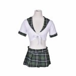 2pcs Set Sexy Students School Girl Uniform Role Play Women Girl Plaid Cosplay Clothing Adult Game Clothes