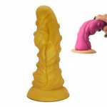 HQ Silicone Butt Plug Golden Bumpy Anal Plug With Suction Cup G-spot Prostate Stimulate Dildo Anus Dilator Sex Toy for Men Women