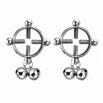 1Pair Bells Nipple Ring Stainless Steel Erotic Round Female 40MM BDSM Fetish Nipple Stimulation Flirting Sex Toys Accessories