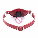 Pu Leather Open Mouth Gag Silicone Oral Dildo Penis Plug Fetish Bdsm Bondage Restraints Adult Sex Toys Women Men Lesbian