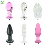 Bestco Glass Crystal Anal Plug Masturbation Butt Plug Artificial Dildo Female Penis Sex Toy Massage Stick Tune Gays for Women