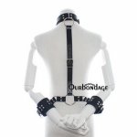 Ourbondage PU Leather Harness Adjustable Back Handcuffs with Collar Armbinder Bondage BDSM Adult Sex Toy