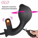 OLO Clitoris Stimulation Anal Dilator Expandable Inflatable Butt Plug Super Large Vibrating Anal Plug Dildo Vibrator