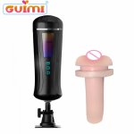 Male Vibrating Masturbation Cup Real Vagina Pussy Penis Massage Erotic Sex Toys Adult Extrusion Masturbator With Suction Base