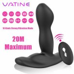 VATINE 10 Speed Anal Vibrator Male Prostate Massage Wireless Remote Control Butt Plug Silicone Dildo Sex Toy for Women Gay