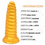 FAAK New Silicone Spiral Butt Plug Spiral Golden Anal Dildo With Suction Cup Vaginal Anus Expansion Ass Plug Golden Anal Dilator