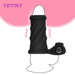 VETIRY Male Masturbator Penis Ring Vibrator Penis Glans Massage Time Delay Exercise Vibrator Sex Toy for Men Enlargement Trainer