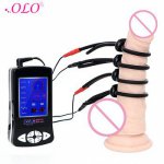 OLO Silicone Electric Shock Medical Electro Penis Ring Stimulation Sex Toys for Men Cock Ring Therapy Massager