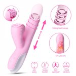 G Spot Dildo Vibrator Silicone Sex Toys For Women Heating Scalable Tongue Licking Wand Clitoris Massager  Adult Sex Shop