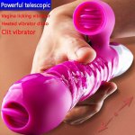 Silicone AV Wand Vibrator Dildo Heating Telescopic Thrusting Swell Vibrator Tongue Licking Clitoris Stimulator Sex Toy for Woman