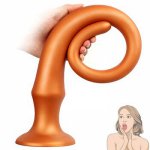 Golden Super Huge Anal Plug Powerful Suction Cup Liquid Silicone Butt Plug Prostate Massager Dildo G-Spot Stimulator Sex Toys