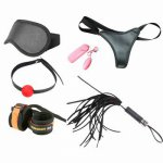 Black BDSM Sex Bondage Set For Women Man Sex Toys Upscale Real Leather Hanccuff Bullet Vibrator Kit Gag Whip SM Adult Games