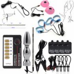 Bdsm Electro Shock Kit Anal Plug Penis Plug Cock Ring Electric Stimulate Nipple Clamps Massage Pads Medical Sex Toys For Couples