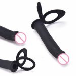 Black Silicone Strap On Penis Anal Plug, Double Penetration Sex Toys Penis Strapon Anal Dildo, Adult Products for Beginner