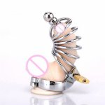 Electroplated Stainless Steel Male Breathable Chastity Cage Metal Penis Lock Cock Ring Ball BDSM Bondage Restraint Penis Ring