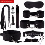 Adult Game Sex Bondage Kit Set Sexy Lingerie BDSM Games Leather Set Handcuffs Footcuff Whip Rope Blindfold Couples Erotic Toys