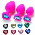 3 PCS/Set Anal Beads Crystal Jewelry Heart Butt Plug Stimulator Sex Toys Dildo Silicone Anal Plug Toys for Women Man Couple Gay