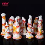 FAAK 2021 New red yellow white flame horse dog dildos silicone anal sex toys colorful animal Dragon penis sucker masturbator