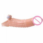 triple Vibrator extender Penis sleeve,Man Reusable Dot cock ring sheath ball loop clit massage delay condom sex toys for dildo